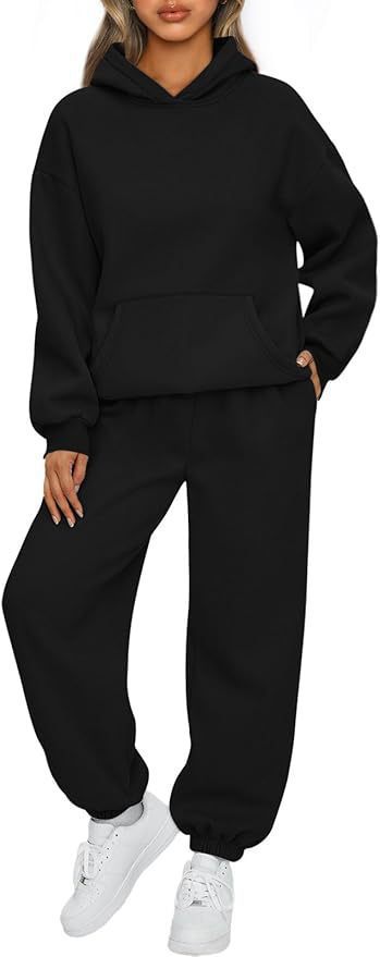 Damen nan luxuriöses Oversize-Loungewear-Set Kapuzenpullover mit Kängurutasche und weit geschnittene Jogginghose mit elastischen Knöchelabschlüssen Echo Archiv