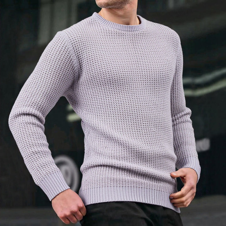Herren lockerer Strickpullover mit Waffelmuster Echoarchiv
