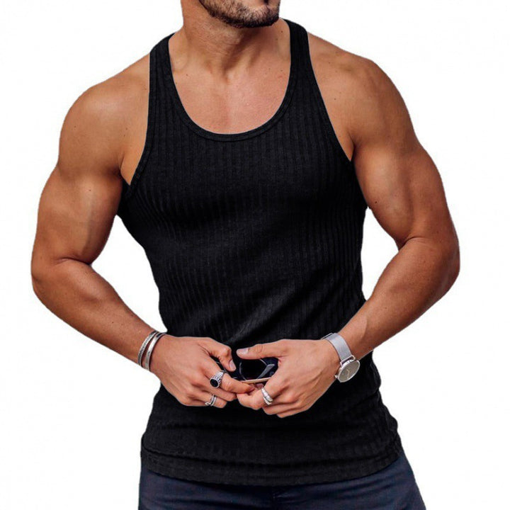 Herren nan geripptes Muskelshirt mit U-Ausschnitt und stretchigem Baumwollmix Echo Archiv