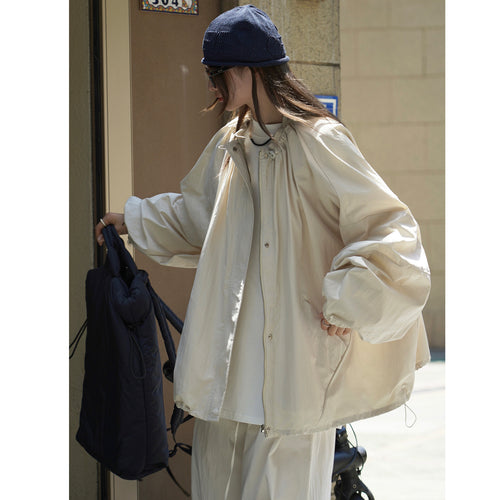 Damen Oversize Übergangsparka mit Kordelkragen und elastischen Bündchen Echoarchiv