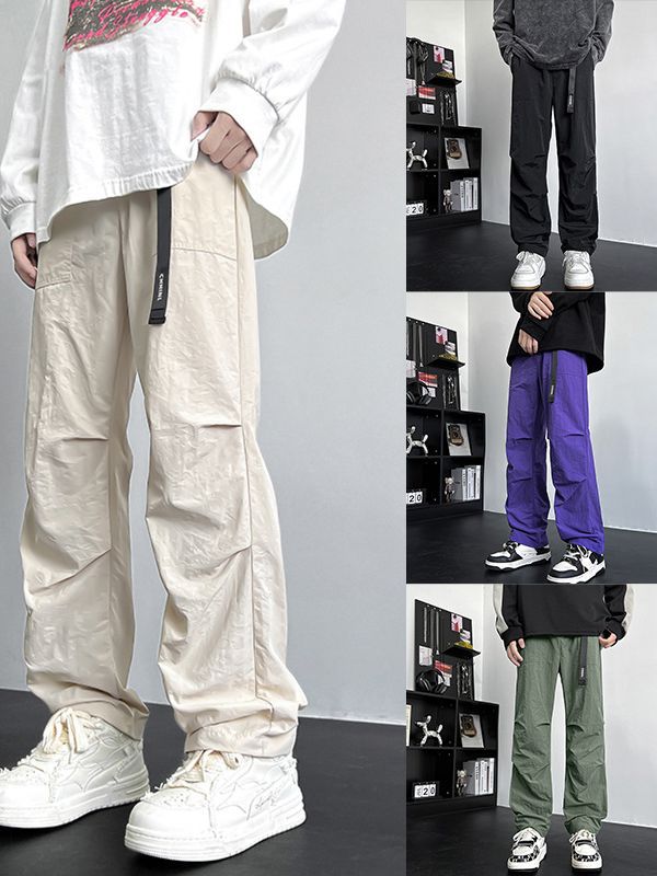 Herren Locker sitzende Nylon‑Cargohose mit Utility‑Gurtband und geradem Bein – Bravaro