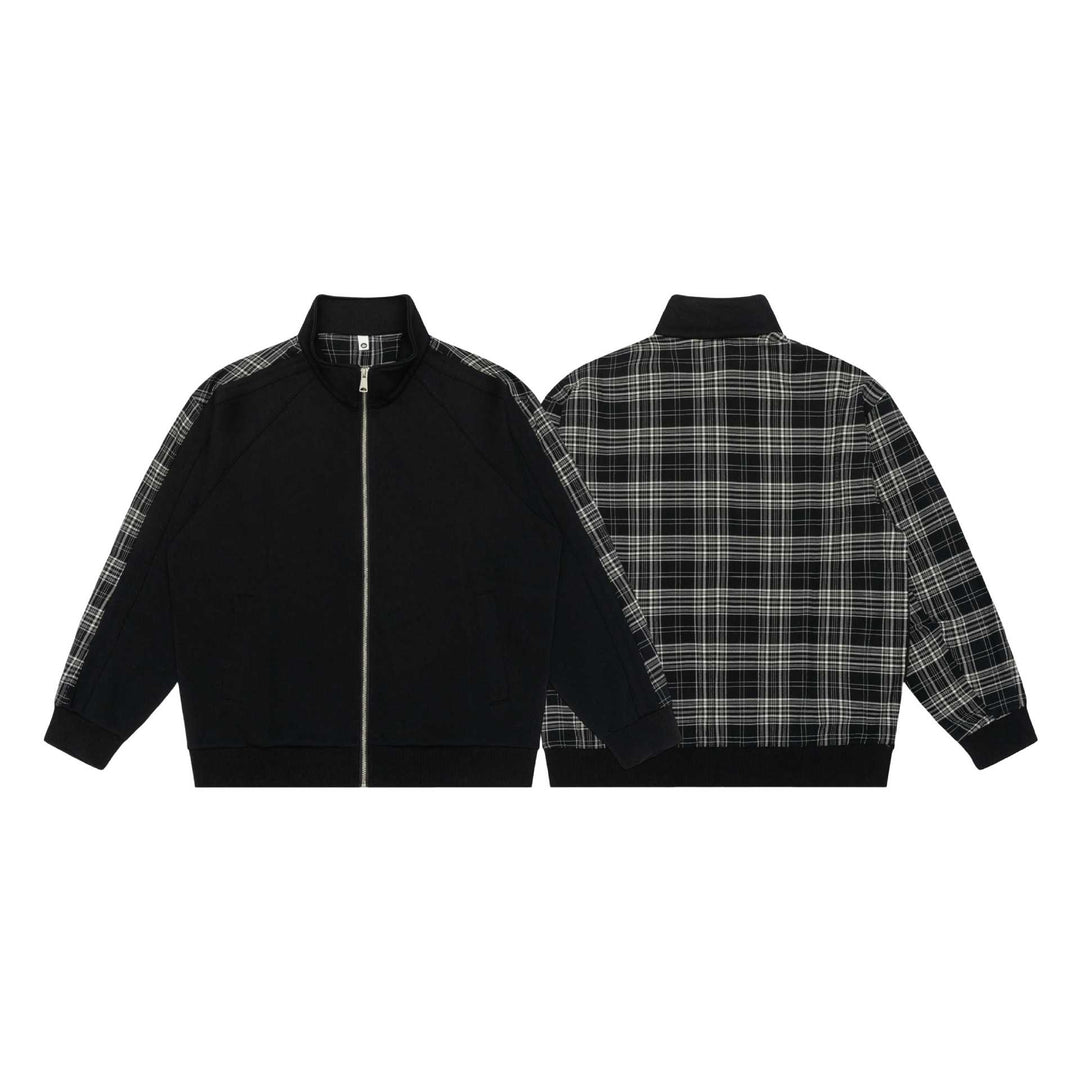 Damen Sweatjacke mit Stehkragen und kariertem Schulterstreifen Echoarchiv