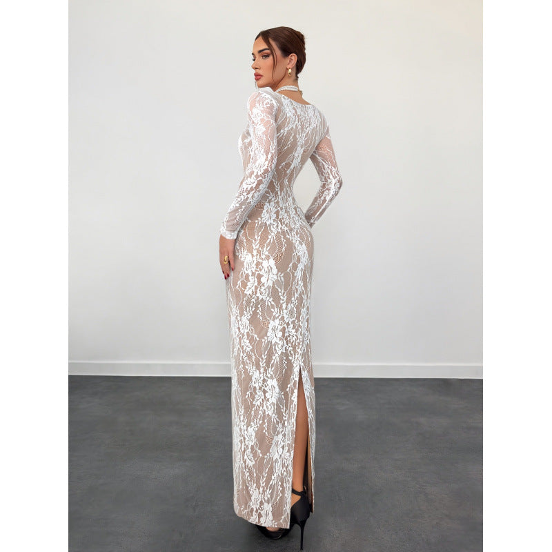 Damen Spitzenkleid mit langem Arm und luxuriösen Details Echo Archiv