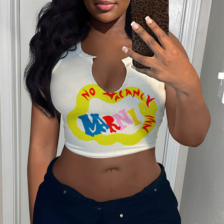 Damen Crop-Top mit auffälligem Schriftzug und lockerer Passform Echo Archiv