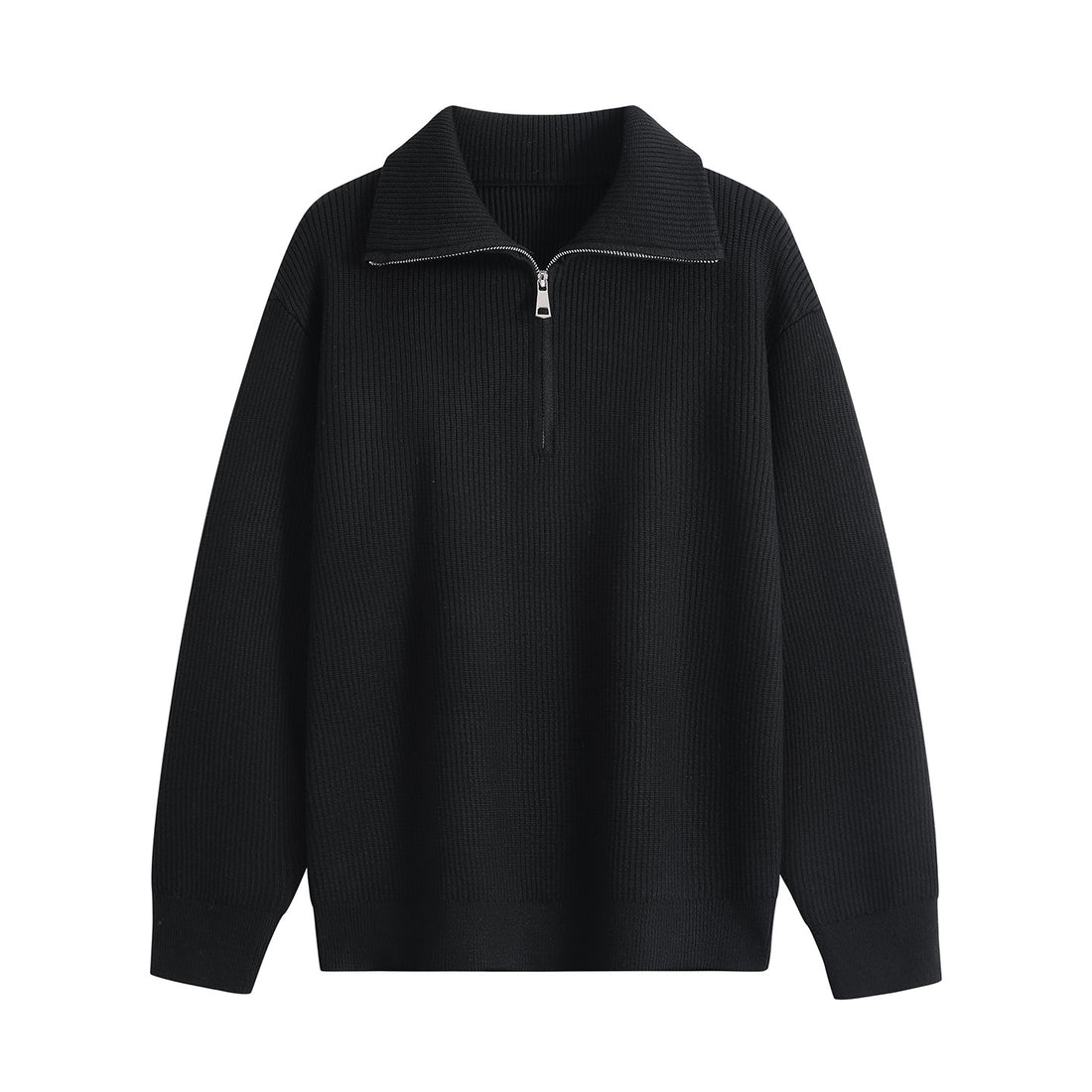 Herren Halbzip-Strickpullover mit Rippenstruktur und großem Umlegekragen Echoarchiv
