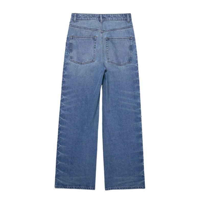 Damen nan weite Highwaist Jeanshose mit Metallösen und seitlicher Schnürung Echo Archiv