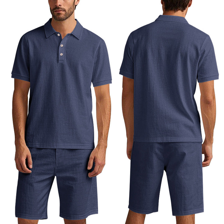 Herren Polohemd und Shorts Set aus atmungsaktivem Baumwollmix mit modernem Schnitt Echoarchiv
