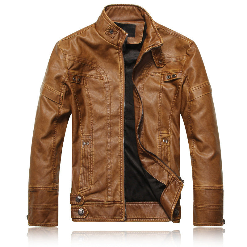 Herren Lederjacke im Pilotenblouson‑Stil mit Stehkragen und Vintage‑Optik Echoarchiv