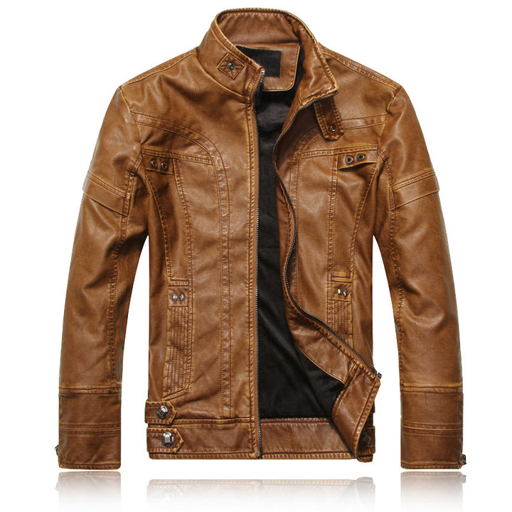 Herren Lederjacke im Pilotenblouson‑Stil mit Stehkragen und Vintage‑Optik Echoarchiv