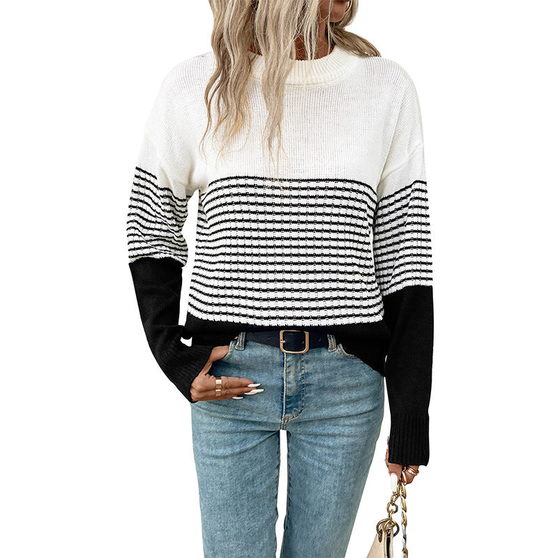 Damen Modischer Strickpullover mit Blockstreifen Echo Archiv