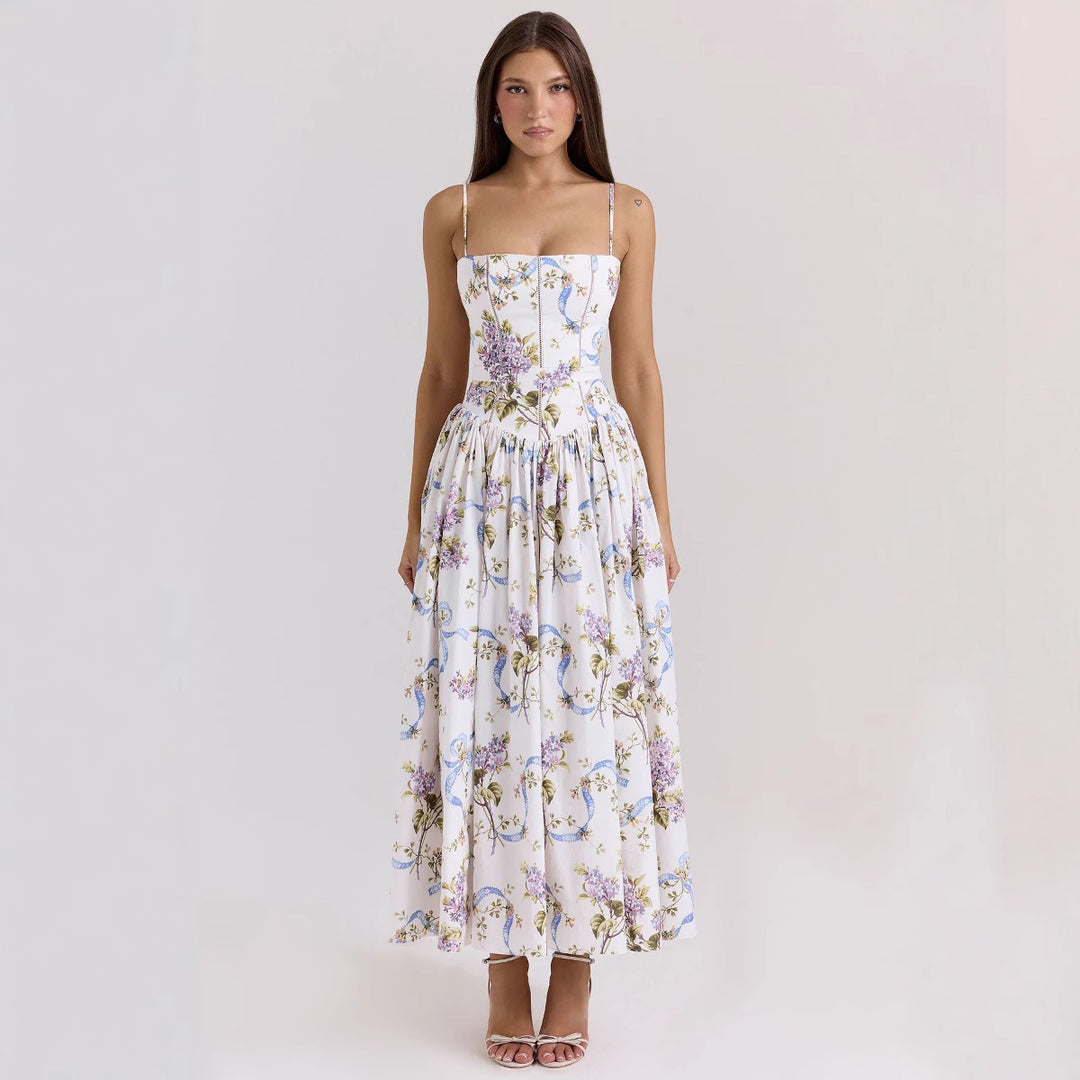 Damen nan tailliertes Korsagenkleid mit Spaghettiträgern und voluminösem Tellerrock Echo Archiv