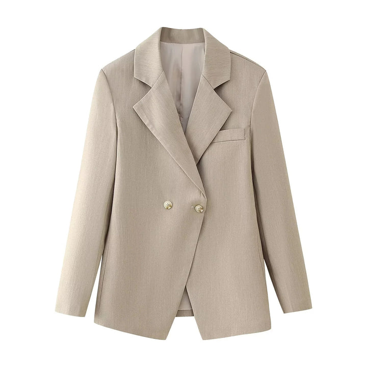 Damen taillierter Doppelreiher-Blazer mit fallendem Revers, innen gefüttert und schmaler Silhouette – Valéne