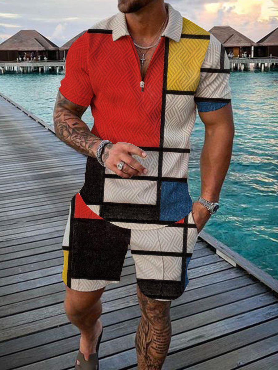 Herren Modern Graphic Print Kurzset Echoarchiv