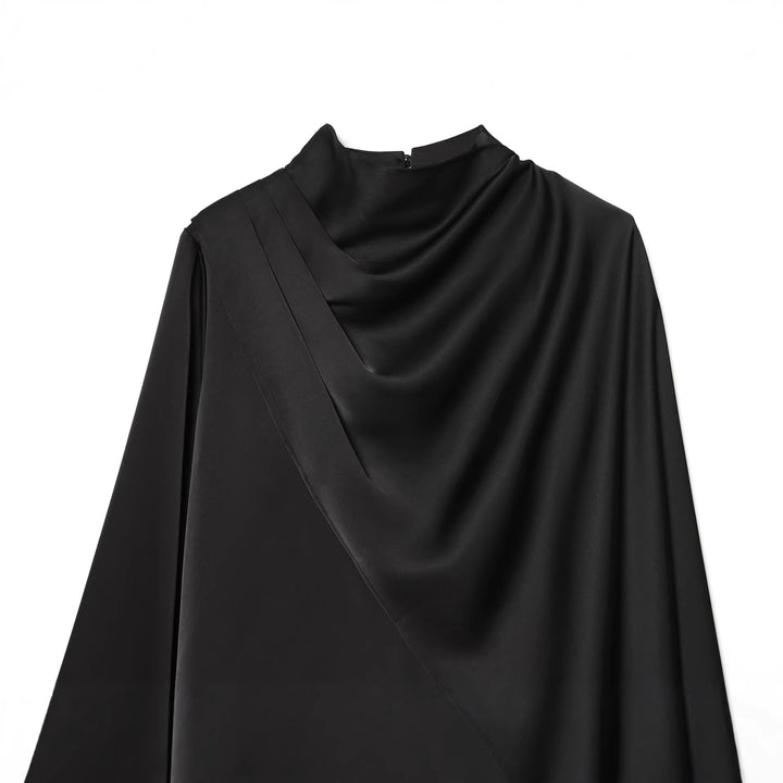 Damen nan asymmetrische Drapé-Bluse mit Wasserfallkragen und Einarm-Volant Echo Archiv