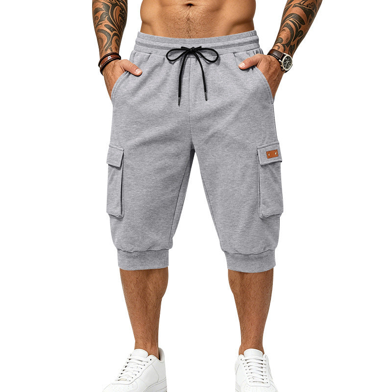 Herren Dreiviertel-Sweat-Cargo mit elastischem Bund, Kordelzug und Mehrfachtaschen Echoarchiv