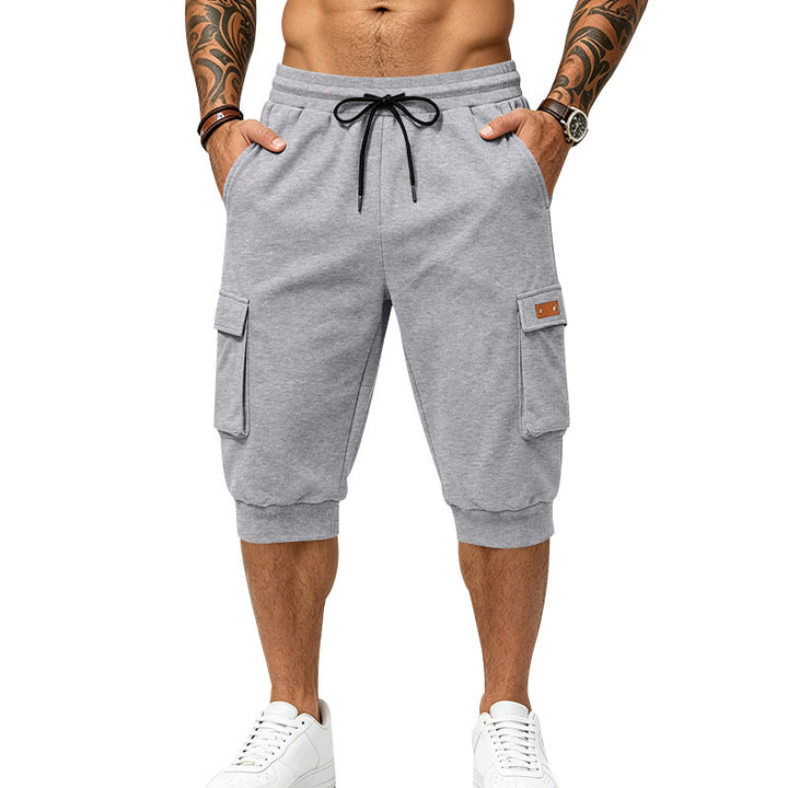 Herren Dreiviertel-Sweat-Cargo mit elastischem Bund, Kordelzug und Mehrfachtaschen Echoarchiv