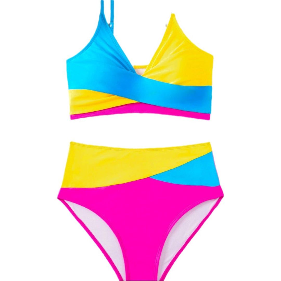 Damen Hochtaillierter Bikini mit überkreuztem Oberteil und eleganten Raffungselementen Echo Archiv