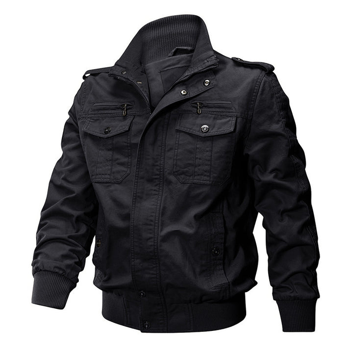 Herren nan leichter Urban-Fieldbomber aus gewaschenem Canvas mit Reißverschluss-Brusttaschen und elastischem Bund Echo Archiv