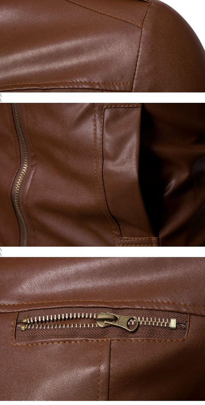 Herren Kunstleder Übergangsjacke mit Stehkragen und modischen Details Echoarchiv