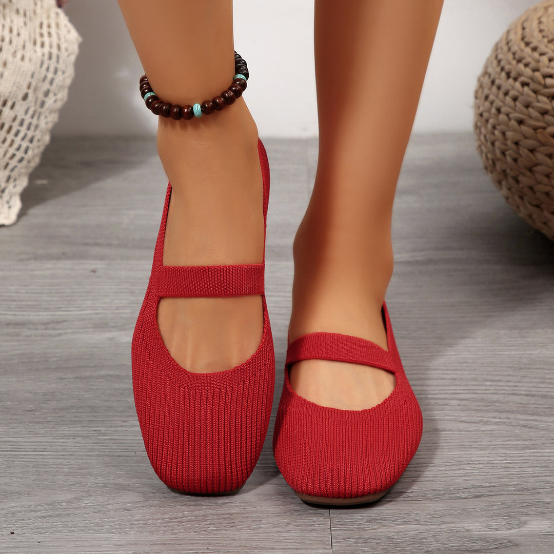 Damen  leichte Strick-Mary-Jane-Ballerina mit elastischem Riemen und flexibler Gummilaufsohle Echo Archiv