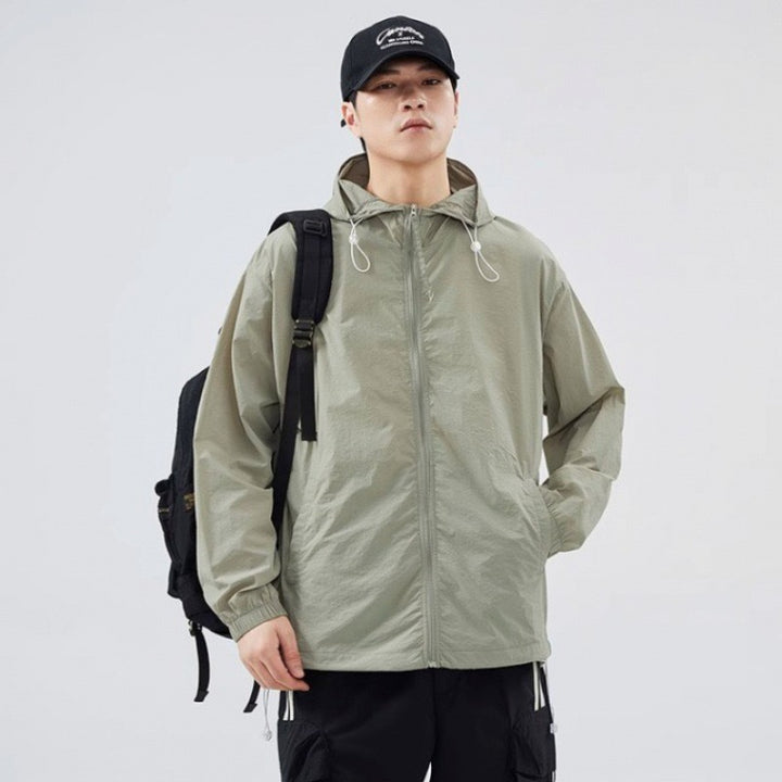 Herren leichte Windjacke mit praktischen Taschen und verstellbarem Kapuzen-Design Echoarchiv