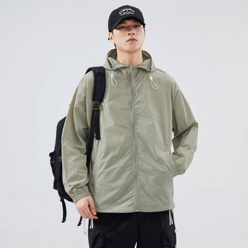 Herren leichte Windjacke mit praktischen Taschen und verstellbarem Kapuzen-Design Echoarchiv