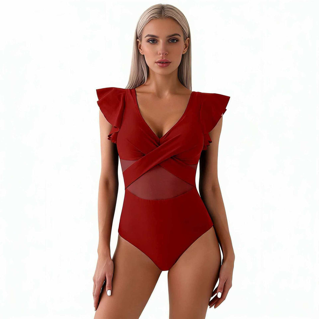 Damen Eleganter Badeanzug mit verwobenen Netzdetails Echo Archiv