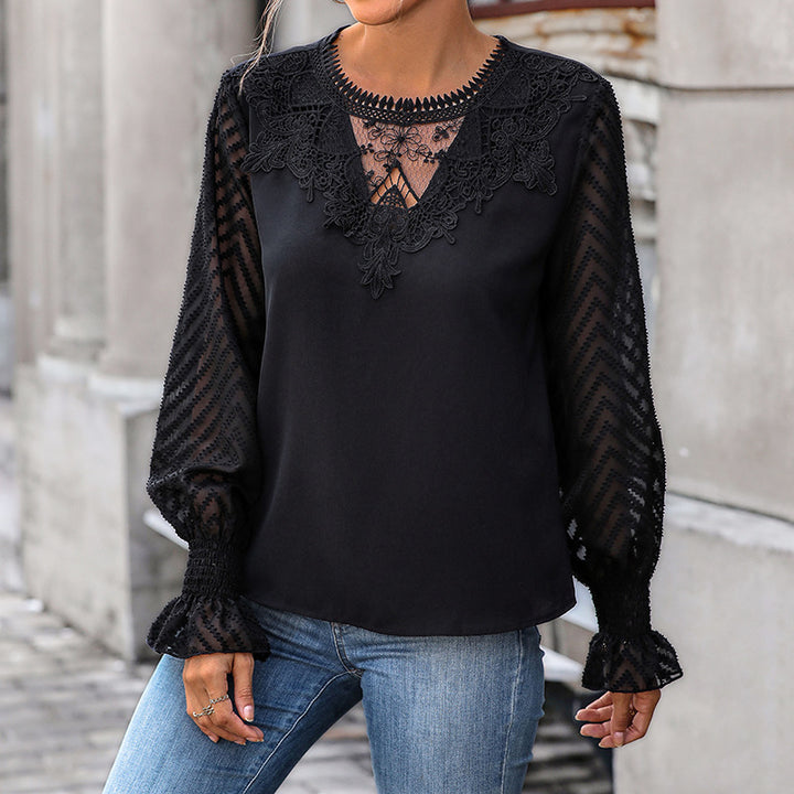 Damen Elegante Bluse mit Spitzenärmel Echo Archiv