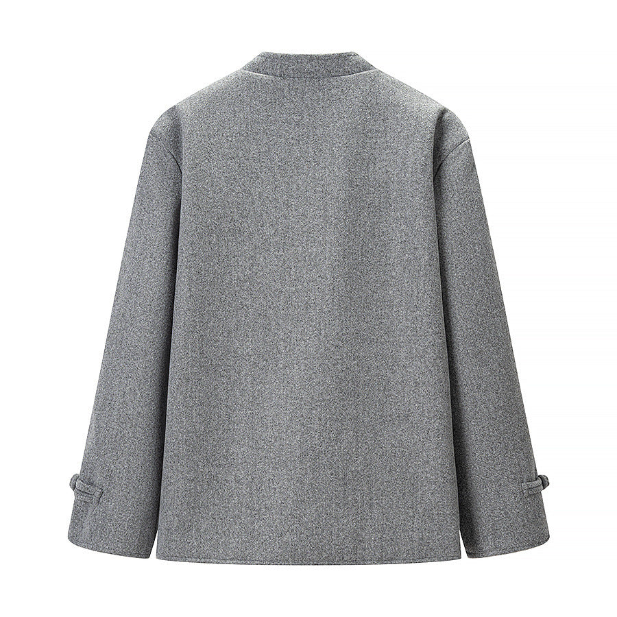 Damen Kurzer Wollmantel mit Knebelverschlüssen und Oversized-Schnitt Echo Archiv