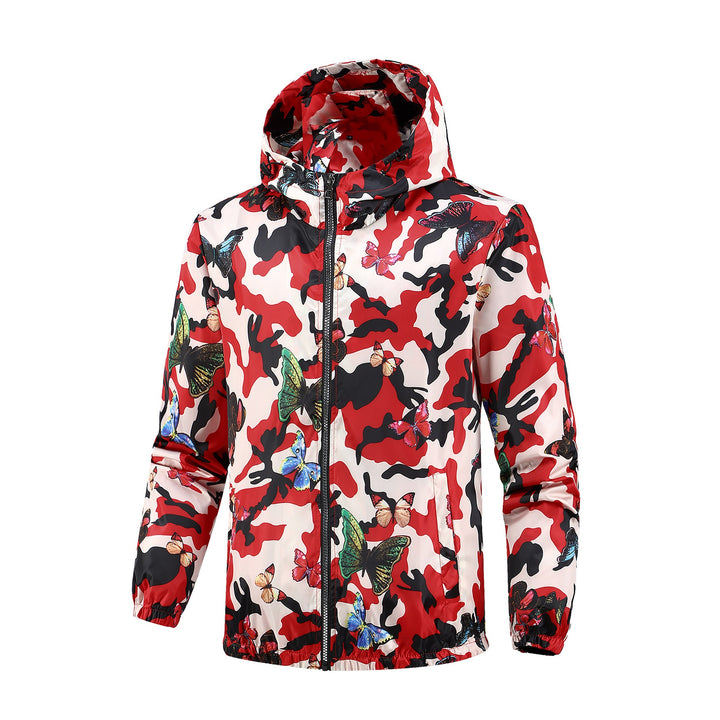 Damen Leichte Camo-Jacke mit buntem Schmetterlingsdruck Echo Archiv