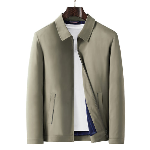 Herren Minimalistische leichte Übergangsjacke mit Hemdkragen, verdecktem Reißverschluss & seitlichen Reißverschlusstaschen Echoarchiv