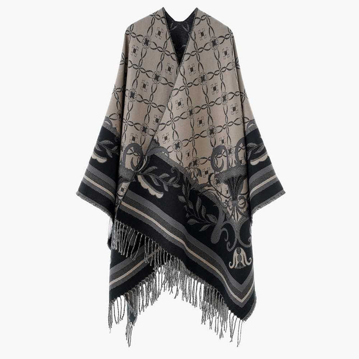 Damen Jacquard‑Überwurf im Wandteppich‑Jacquard mit Fransensaum – Avérine