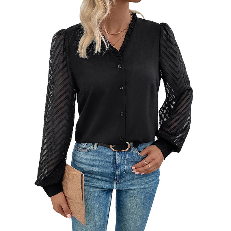 Damen Elegante V-Ausschnitt-Bluse Echoarchiv