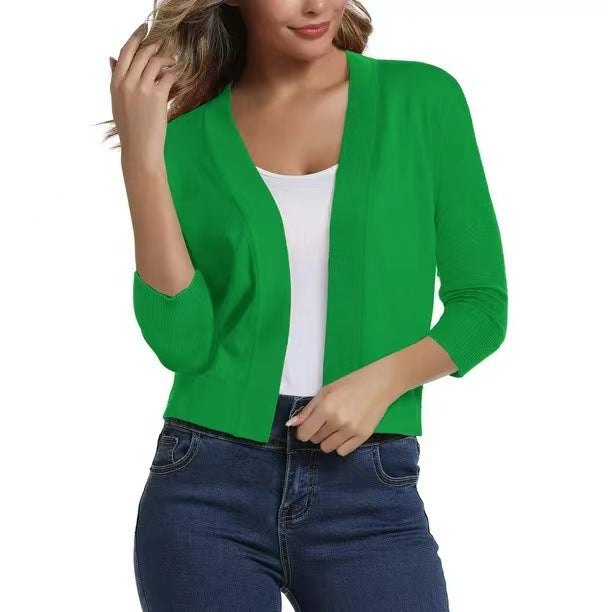 Damen nan offener Kurzcardigan mit dreiviertelärmeln und elastischem Saum Echo Archiv