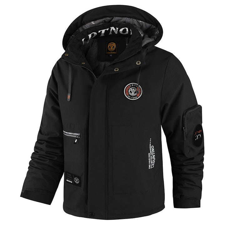 Herren nan wattierte Wind- und Wetterjacke mit Kapuze und multifunktionalen Utility-Taschen Echo Archiv