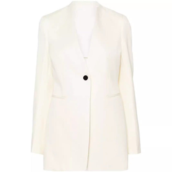 Damen Elegantes Einreihiges Longblazer-Set mit weiter Palazzo-Hose Echoarchiv