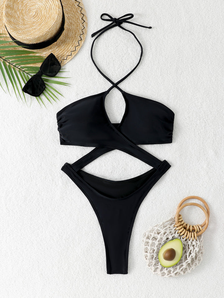 Damen Bikiniset mit modernem Wickel-Design und hohe Schnitt Echo Archiv