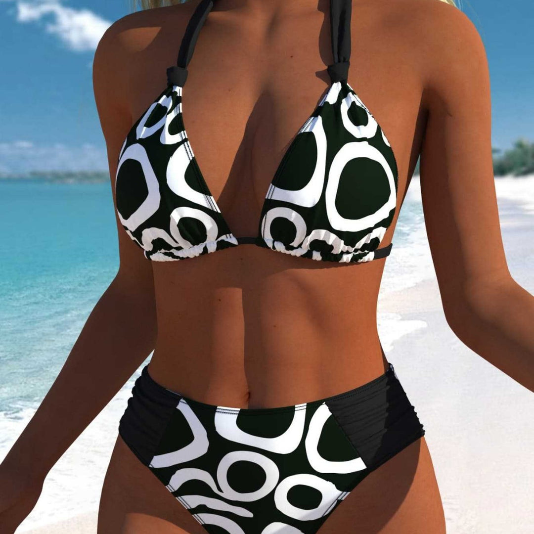 Damen Bikini-Set mit modernem grafischen Muster und hohem Schnitt Echo Archiv
