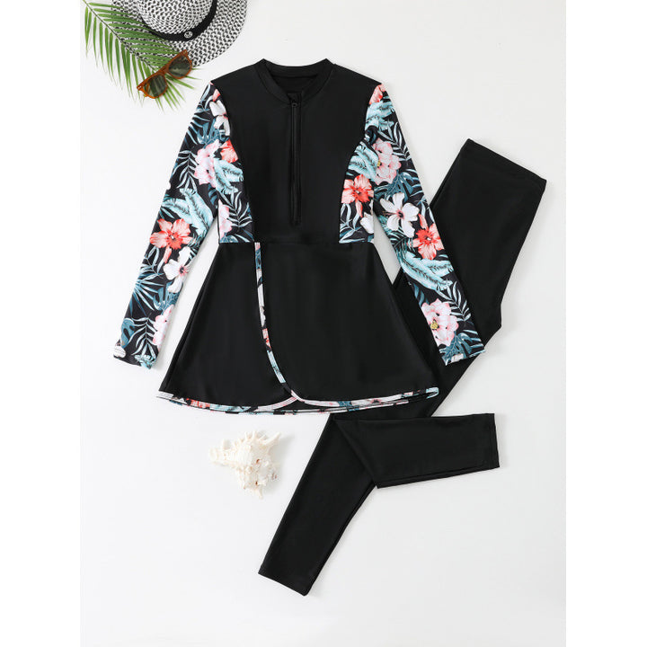 Damen Sportlicher Badeanzug mit langem Ärmeln und atmungsaktiven Leggings Echo Archiv