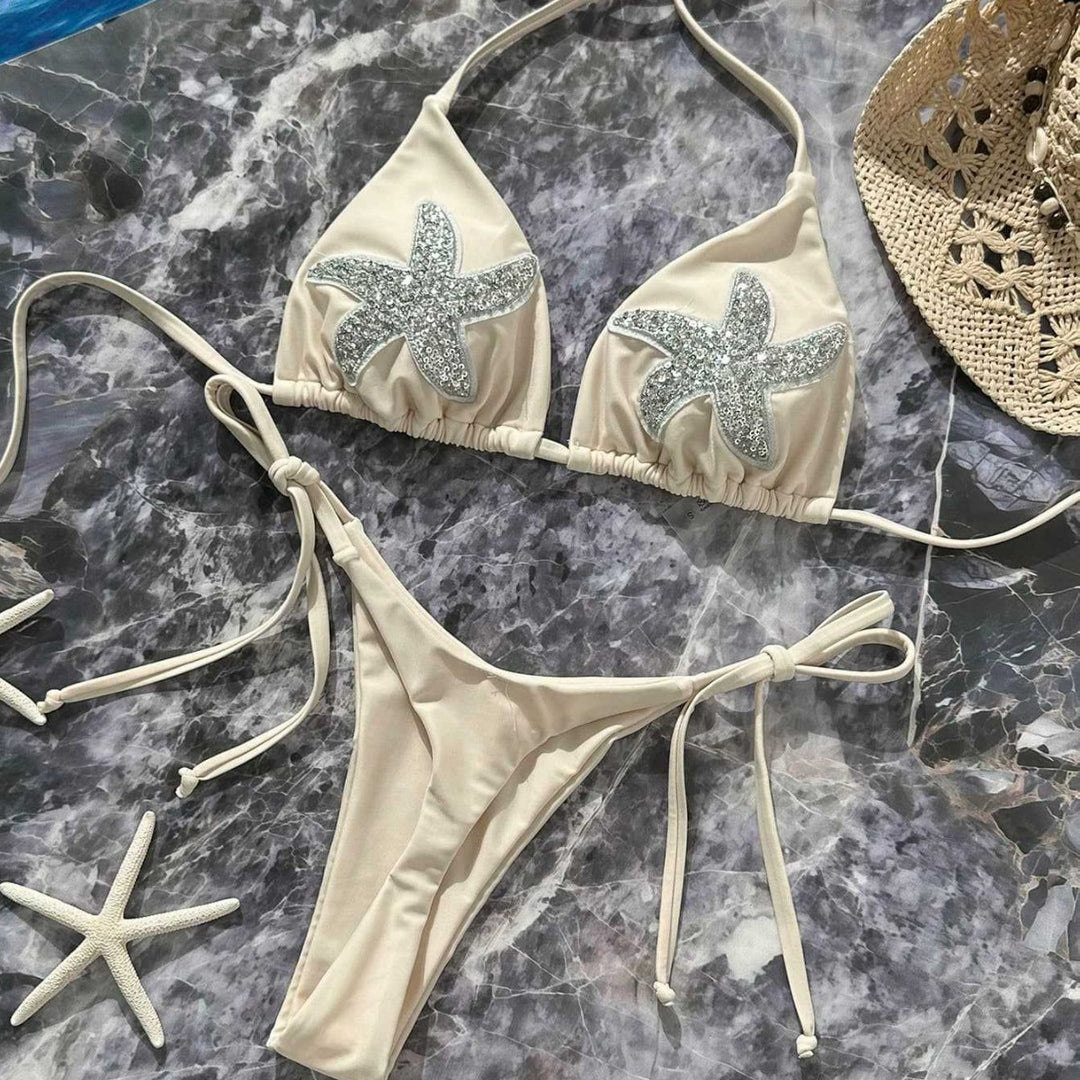 Damen Triangel-Bikini mit glitzernden Sternenapplikationen Echo Archiv