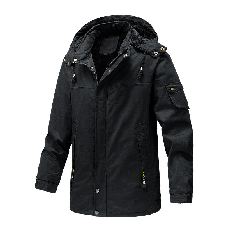 Herren Canvas-Parka mit Sherpa-Innenseite, verlängerter Schnitt und Utility-Ärmeltasche Echoarchiv