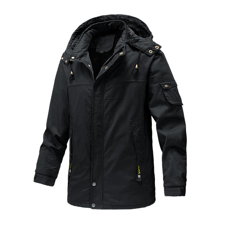 Herren Canvas-Parka mit Sherpa-Innenseite, verlängerter Schnitt und Utility-Ärmeltasche Echoarchiv