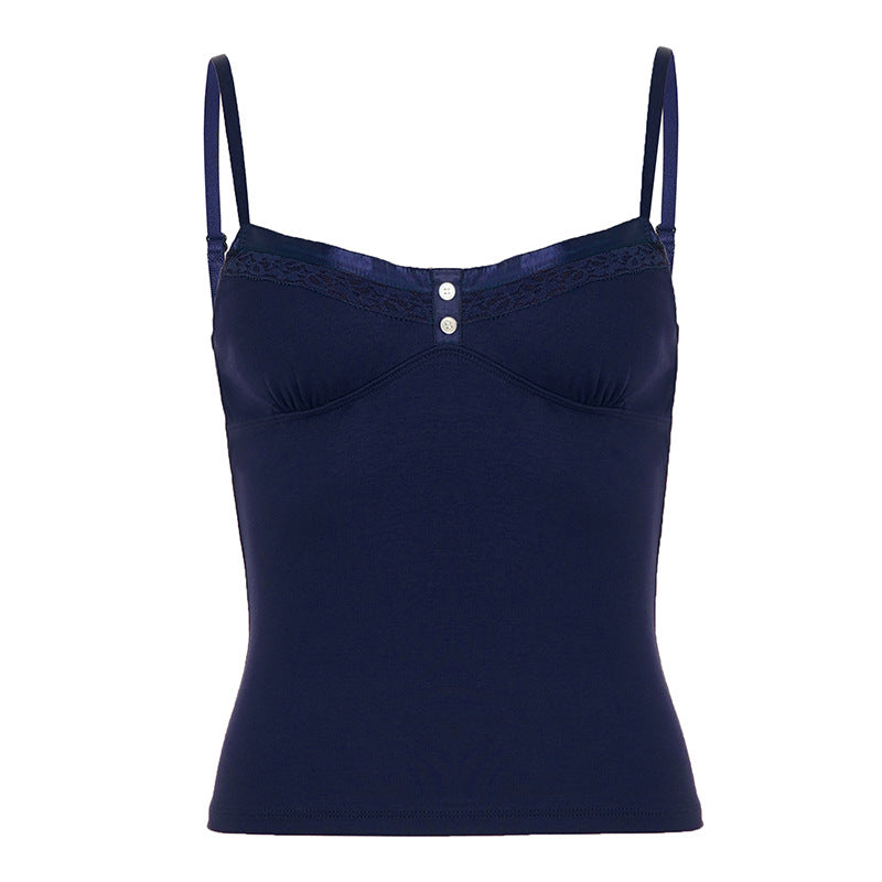 Damen Feinripp Spaghetti-Top mit Spitzen-Detail Echo Archiv