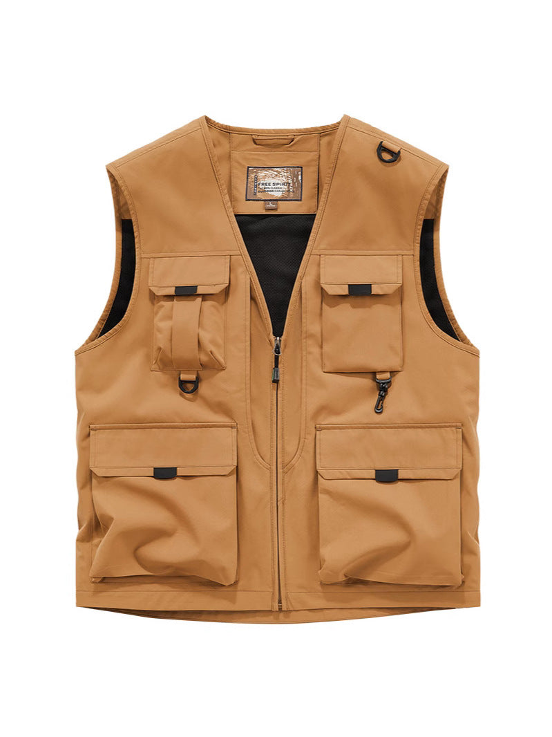 Herren Multifunktionale Utility-Weste mit Mehrfach‑Taschen und robustem Reißverschluss Echoarchiv