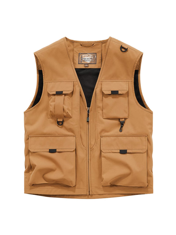 Herren Multifunktionale Utility-Weste mit Mehrfach‑Taschen und robustem Reißverschluss Echoarchiv
