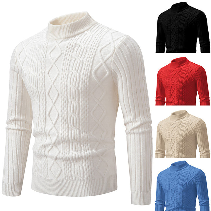 Herren nan gerippter Zopfmuster-Rollkragenpullover Slim Fit Echo Archiv
