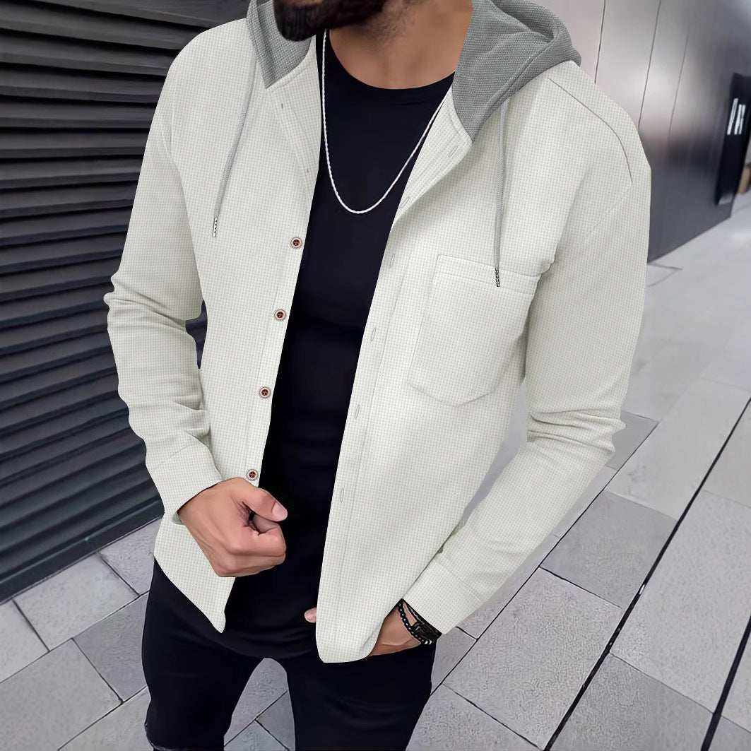 Herren lässiges Hemd mit Kapuze und strukturiertem Design Echoarchiv