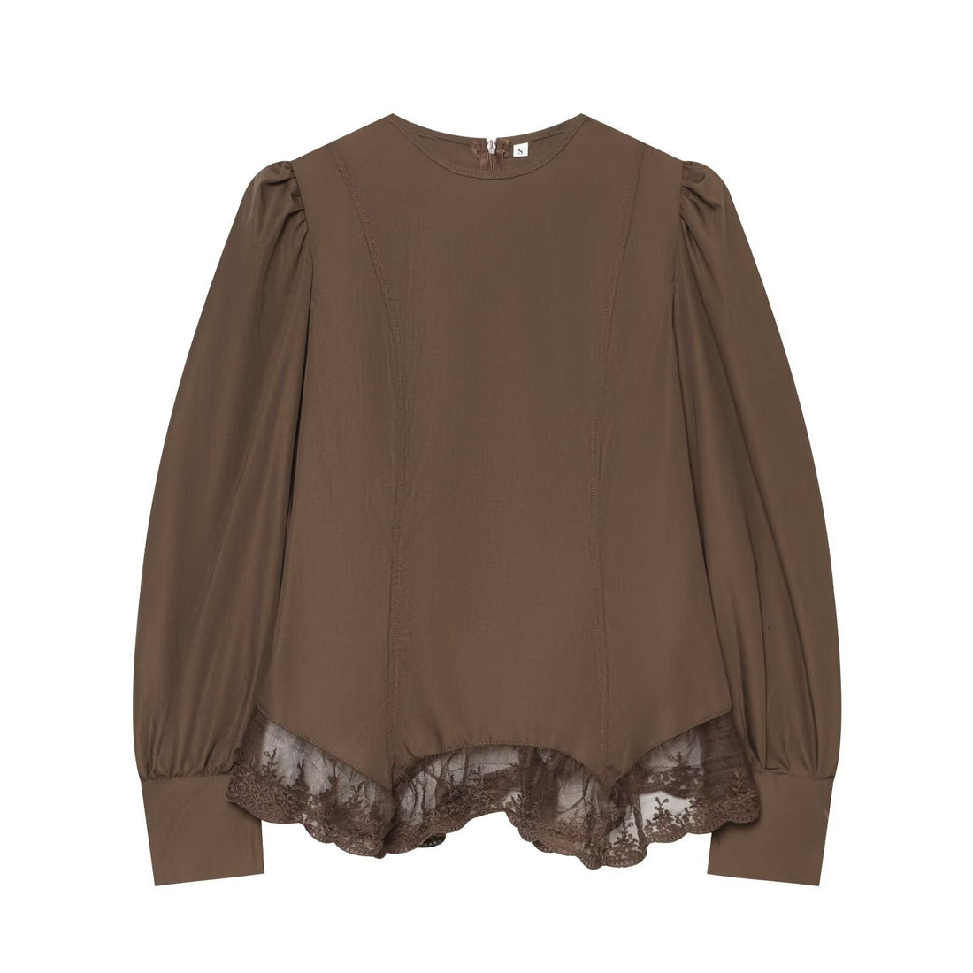 Damen Bluse mit Volumenärmeln und Spitzenbesatz Echoarchiv