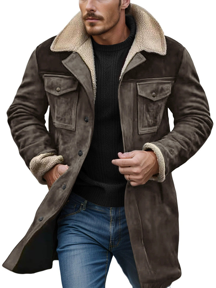Herren Lammfelljacke im lässigen Utility-Stil mit großzügigen Taschen Echoarchiv