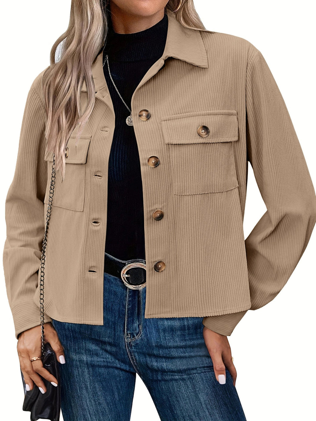 Damen Cordjacke mit zwei Brusttaschen Echoarchiv
